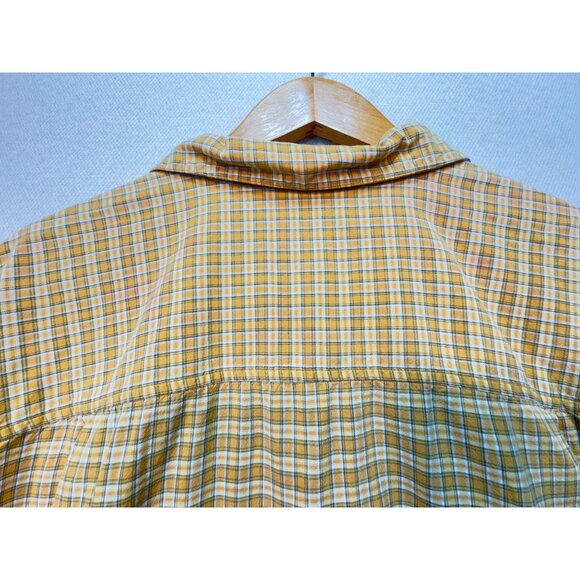 Woolrich Mens Plaid Short Sleeve Button Up Shirt Size L Yellow/White Casual - Picture 4 of 7